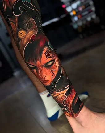 Gaara, portrait réaliste, kanji amour sur le front